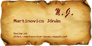 Martinovics Jónás névjegykártya